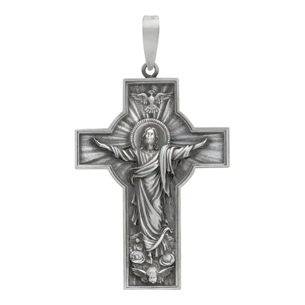 Dije Cruz Antigua Plata 925 Cristo Espíritu Santo Unisex - Imagen 1