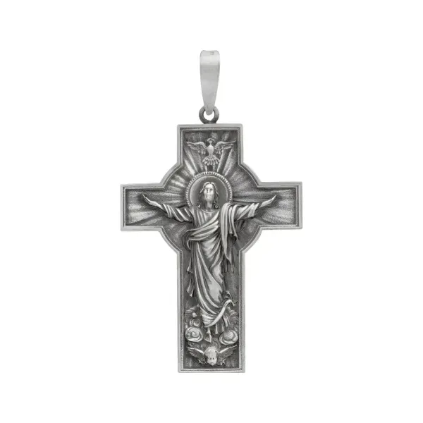 Dije Cruz Antigua Plata 925 Cristo Espíritu Santo Unisex - Imagen 1