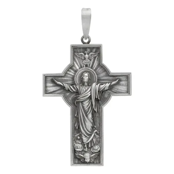 Dije Cruz Antigua Plata 925 Cristo Espíritu Santo Unisex - Imagen 1