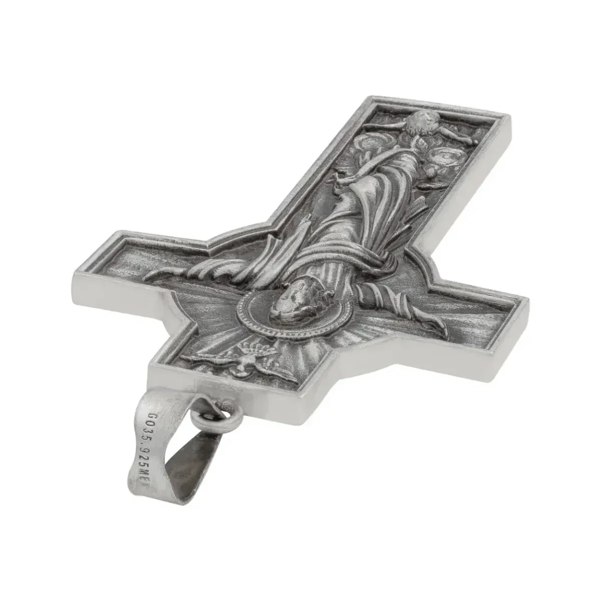 Dije Cruz Antigua Plata 925 Cristo Espíritu Santo Unisex - Imagen 4