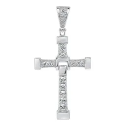 Dije Cruz Articulada de Plata .925 con Zirconia Grande 79 mm - Imagen 1