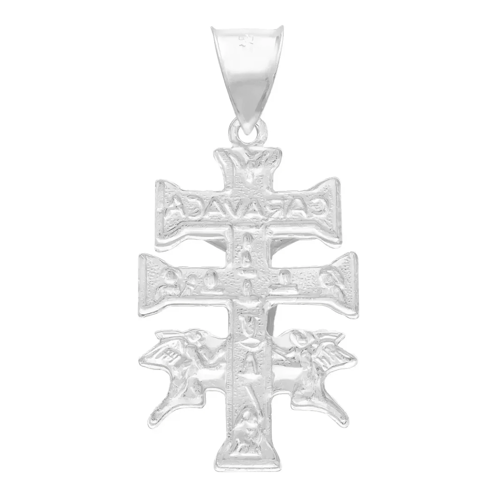 Dije Cruz Caravaca Plata 925 Troquelada Cristo Ángeles 3.5cm - Imagen 2