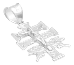 Dije Cruz Caravaca Plata 925 Troquelada Cristo Ángeles 3.5cm - Imagen 3