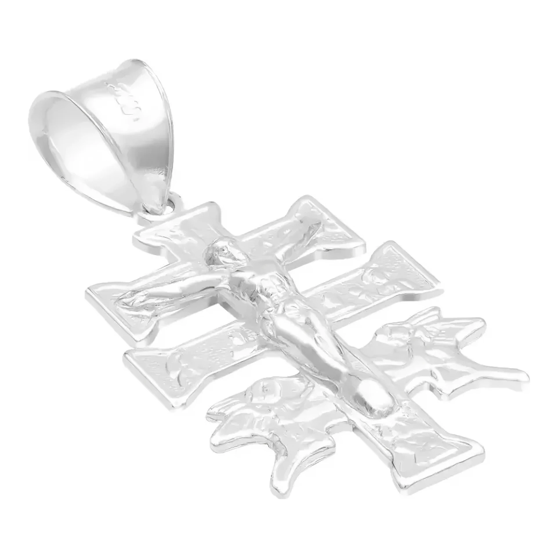 Dije Cruz Caravaca Plata 925 Troquelada Cristo Ángeles 3.5cm - Imagen 3