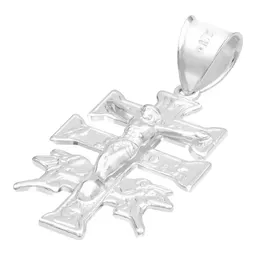 Dije Cruz Caravaca Plata 925 Troquelada Cristo Ángeles 3.5cm - Imagen 4