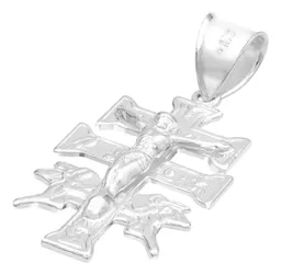 Dije Cruz Caravaca Plata 925 Troquelada Cristo Ángeles 3.5cm - Imagen 4