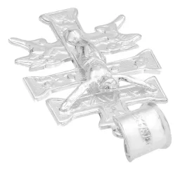 Dije Cruz Caravaca Plata 925 Troquelada Cristo Ángeles 3.5cm - Imagen 5