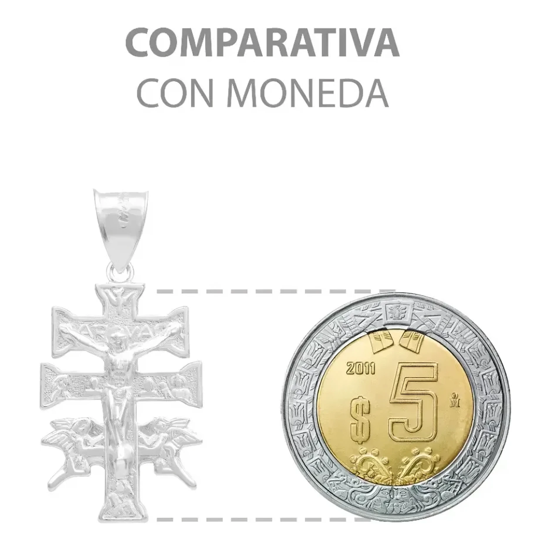 Dije Cruz Caravaca Plata 925 Troquelada Cristo Ángeles 3.5cm - Imagen 8