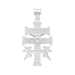 Dije Cruz Caravaca Plata 925 Troquelada Cristo Ángeles 4.5cm - Imagen 2