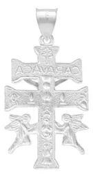 Dije Cruz Caravaca Plata 925 Troquelada Cristo Ángeles 4.5cm - Imagen 2