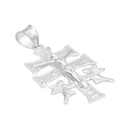 Dije Cruz Caravaca Plata 925 Troquelada Cristo Ángeles 4.5cm - Imagen 3