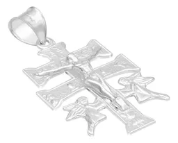 Dije Cruz Caravaca Plata 925 Troquelada Cristo Ángeles 4.5cm - Imagen 3