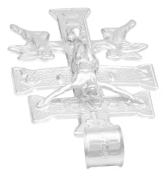 Dije Cruz Caravaca Plata 925 Troquelada Cristo Ángeles 4.5cm - Imagen 5