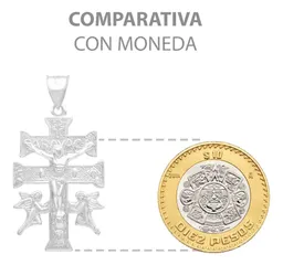 Dije Cruz Caravaca Plata 925 Troquelada Cristo Ángeles 4.5cm - Imagen 8
