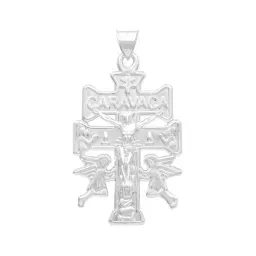 Dije Cruz Caravaca Plata 925 Troquelada Cristo Ángeles - Imagen 1