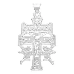 Dije Cruz Caravaca Plata 925 Troquelada Cristo Ángeles - Imagen 1