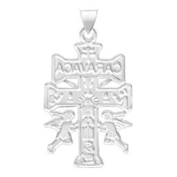 Dije Cruz Caravaca Plata 925 Troquelada Cristo Ángeles - Imagen 2