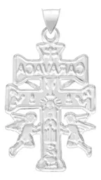 Dije Cruz Caravaca Plata 925 Troquelada Cristo Ángeles - Imagen 2