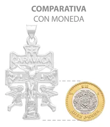 Dije Cruz Caravaca Plata 925 Troquelada Cristo Ángeles - Imagen 8