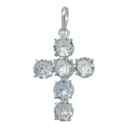 Dije Cruz Católica Plata 925 con Zirconias Transparentes - Imagen 1