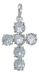 Dije Cruz Católica Plata 925 con Zirconias Transparentes - Imagen 1