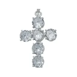 Dije Cruz Católica Plata 925 con Zirconias Transparentes - Imagen 2