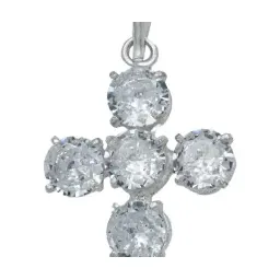 Dije Cruz Católica Plata 925 con Zirconias Transparentes - Imagen 4