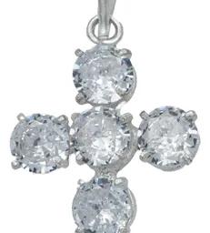 Dije Cruz Católica Plata 925 con Zirconias Transparentes - Imagen 4