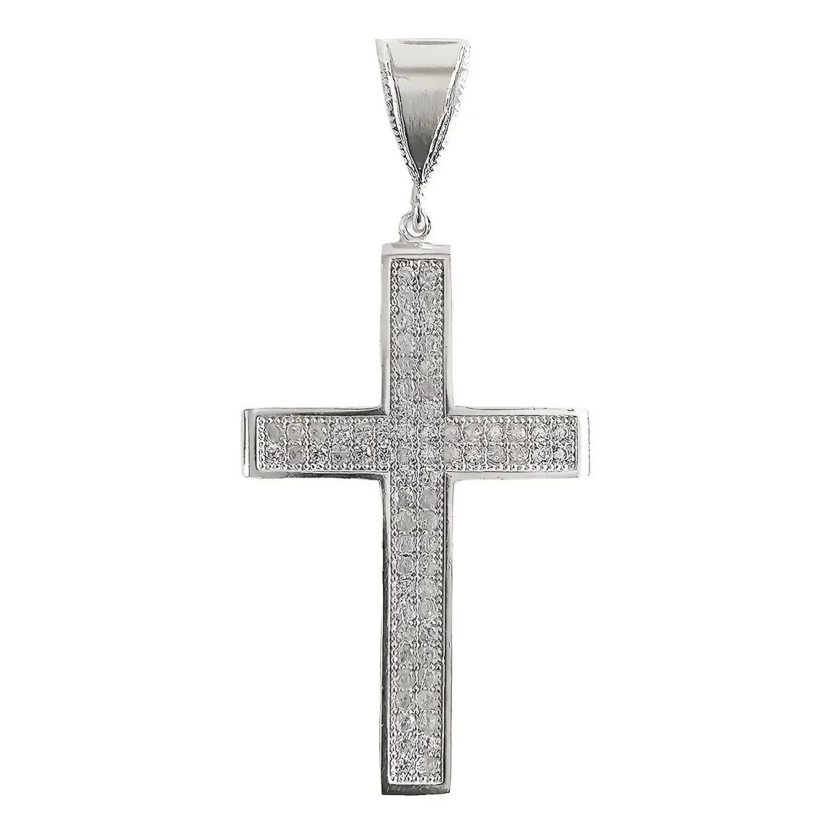 Dije Cruz Católica Plata 925 Ley Grande para hombre, un crucifijo de plata hombre con zirconia brillante. Joyería de moda hom