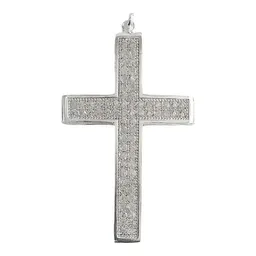 Dije Cruz Católica Plata 925 Grande con Zirconia para Hombre - Imagen 3