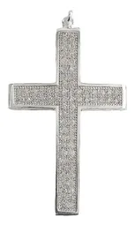 Dije Cruz Católica Plata 925 Grande con Zirconia para Hombre - Imagen 3