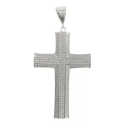 Dije Cruz Católica Plata 925 Grande con Zirconias para Hombre - Imagen 1