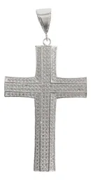 Dije Cruz Católica Plata 925 Grande con Zirconias para Hombre - Imagen 1