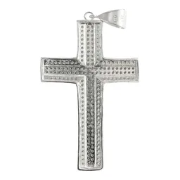 Dije Cruz Católica Plata 925 Grande con Zirconias para Hombre - Imagen 2