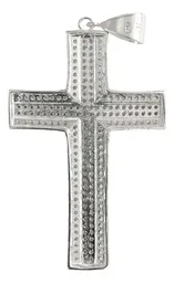 Dije Cruz Católica Plata 925 Grande con Zirconias para Hombre - Imagen 2