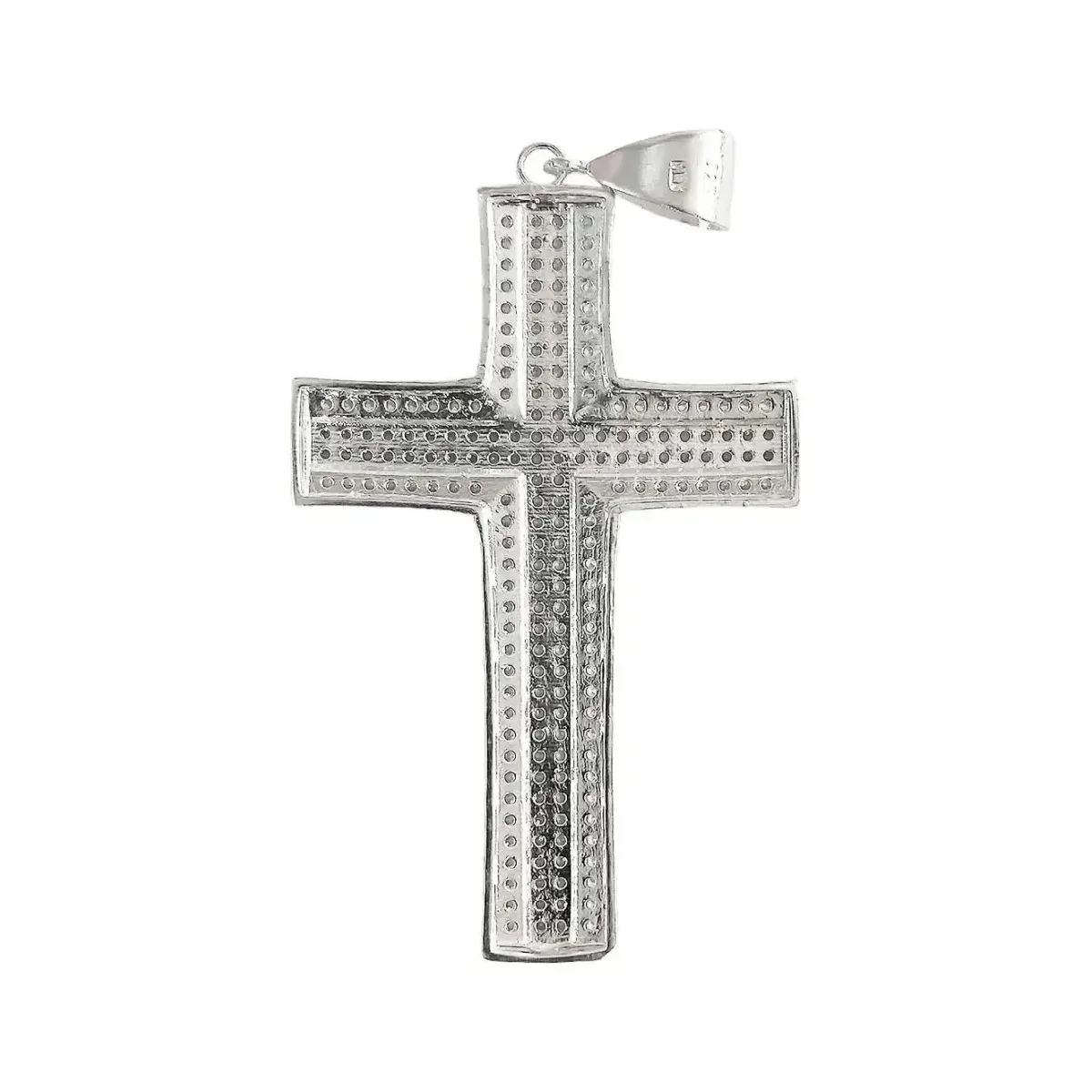 Dije Cruz Católica Plata 925 Grande con Zirconias para Hombre - Imagen 2