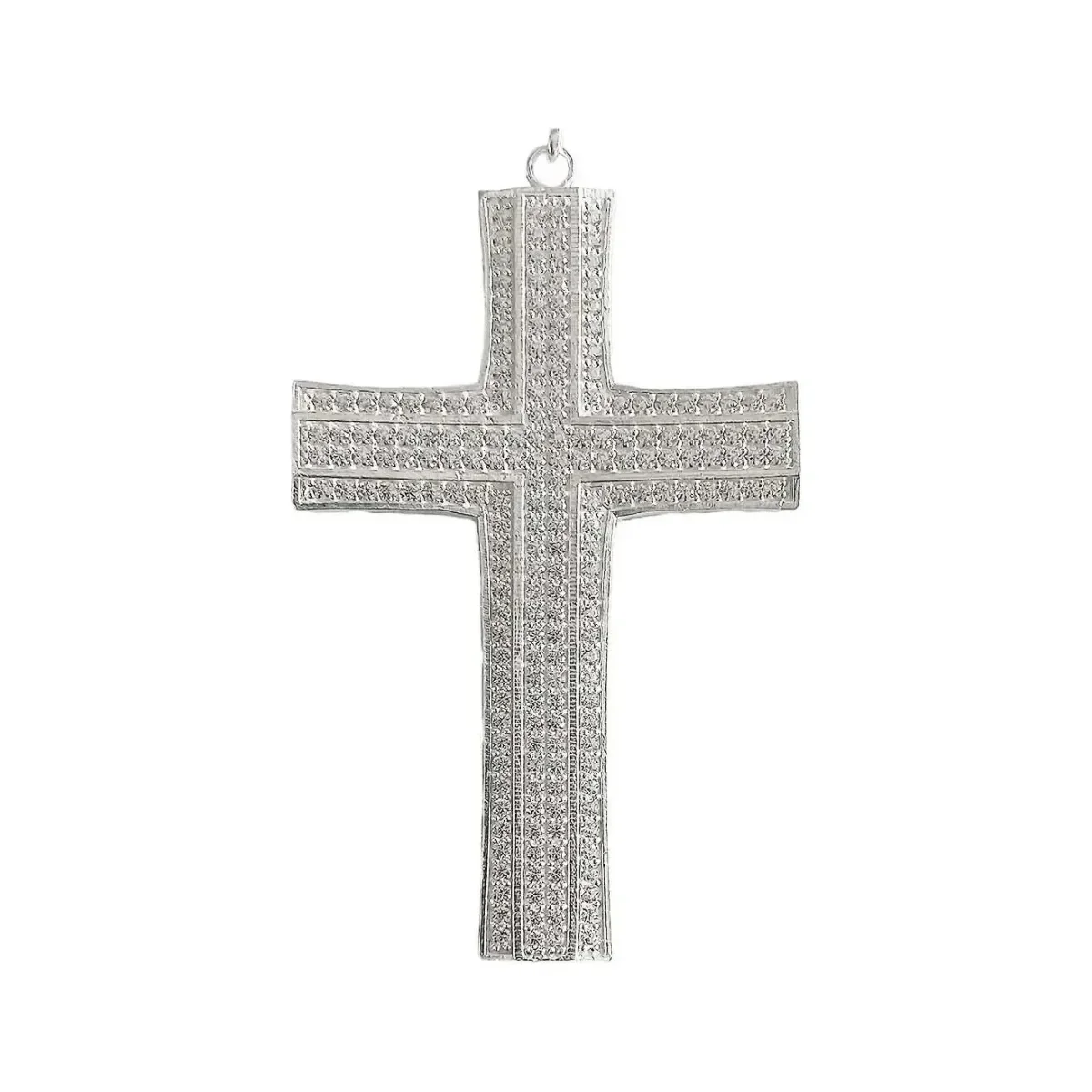 Dije Cruz Católica Plata 925 Grande con Zirconias para Hombre - Imagen 3