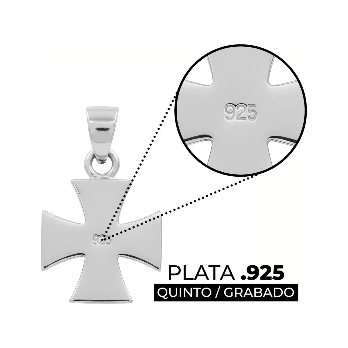 Dije Cruz Clásica Plata 925 Unisex Símbolo de Fe - Imagen 3