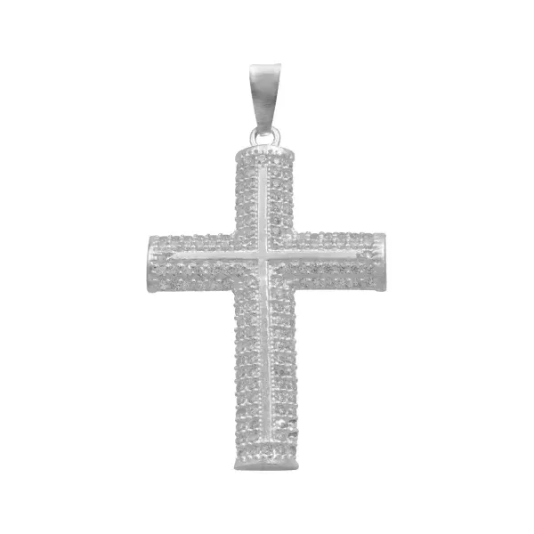 Dije Cruz con Zirconias Plata 925 para Hombre Pulido Brillante - Imagen 1