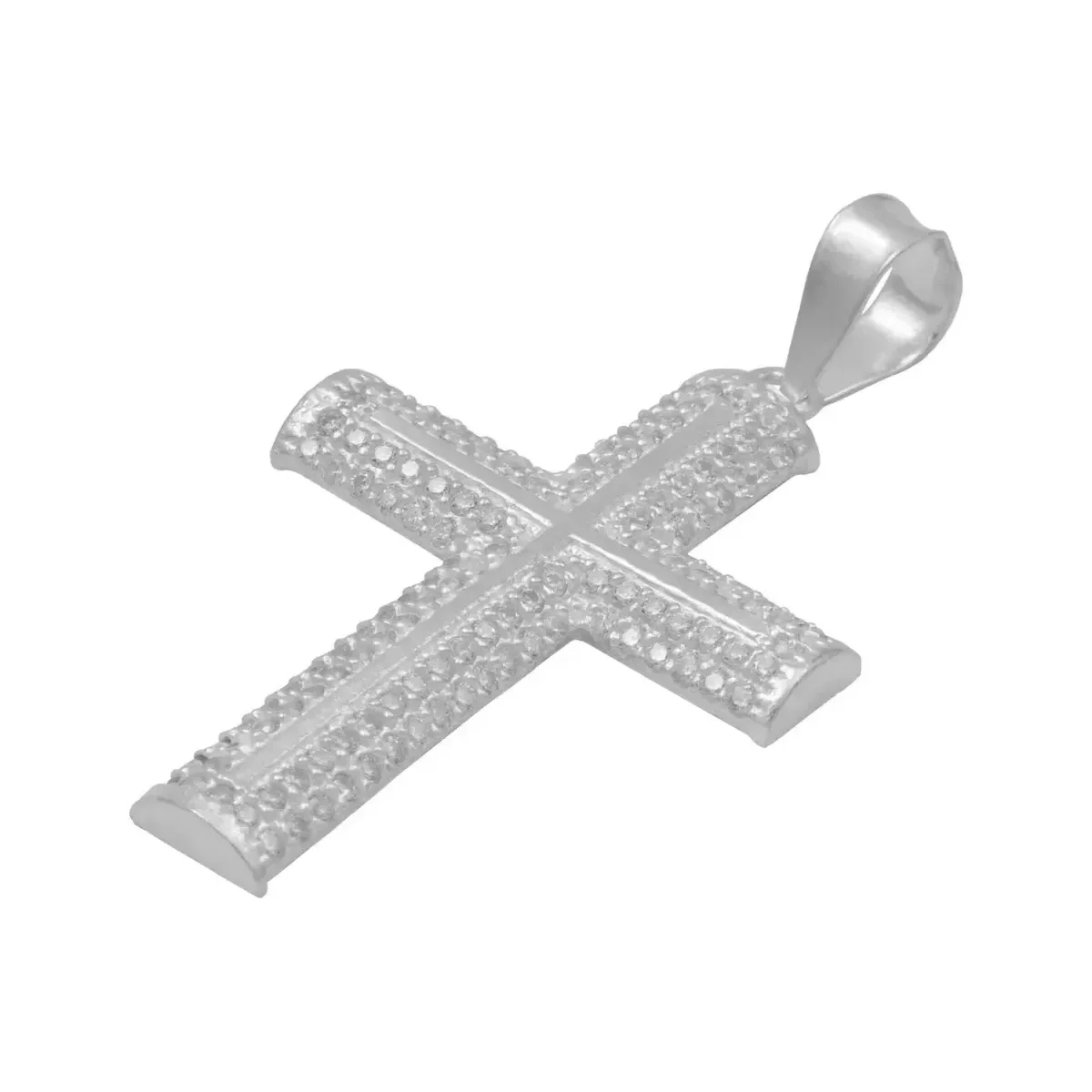 Dije Cruz con Zirconias Plata 925 para Hombre Pulido Brillante - Imagen 3
