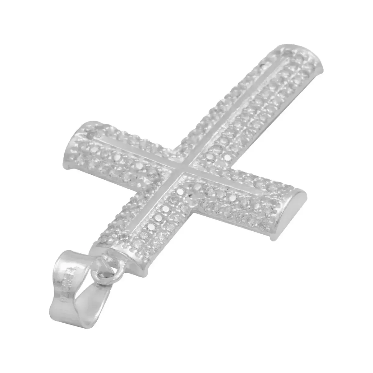 Dije Cruz con Zirconias Plata 925 para Hombre Pulido Brillante - Imagen 5
