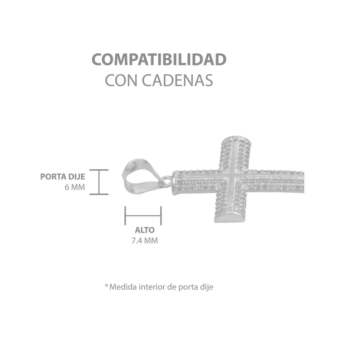 Dije Cruz con Zirconias Plata 925 para Hombre Pulido Brillante - Imagen 6