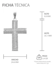 Dije Cruz con Zirconias Plata 925 para Hombre Pulido Brillante - Imagen 7