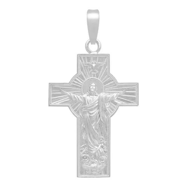 Dije Cruz Cristo Espíritu Santo Plata Ley .925 Ancha Religiosa - Imagen 1