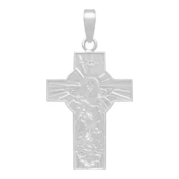 Dije Cruz Cristo Espíritu Santo Plata Ley .925 Ancha Religiosa - Imagen 2