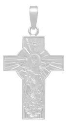 Dije Cruz Cristo Espíritu Santo Plata Ley .925 Ancha Religiosa - Imagen 2