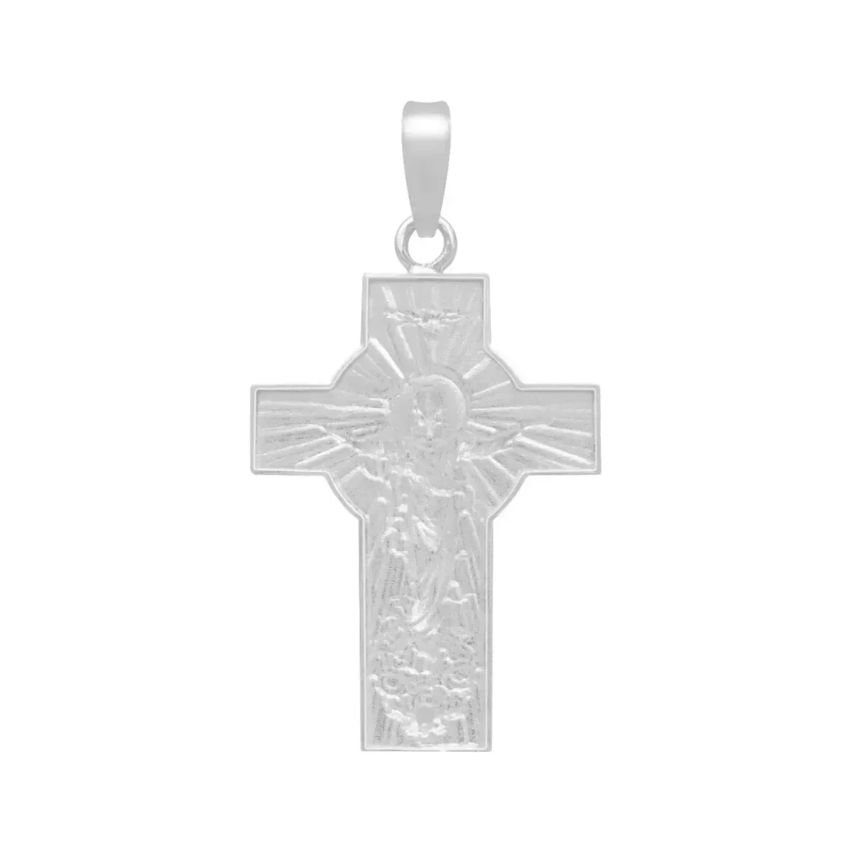 Dije Cruz Cristo Espíritu Santo Plata Ley .925 Ancha Religiosa - Imagen 2