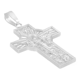 Dije Cruz Cristo Espíritu Santo Plata Ley .925 Ancha Religiosa - Imagen 3
