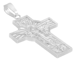 Dije Cruz Cristo Espíritu Santo Plata Ley .925 Ancha Religiosa - Imagen 3