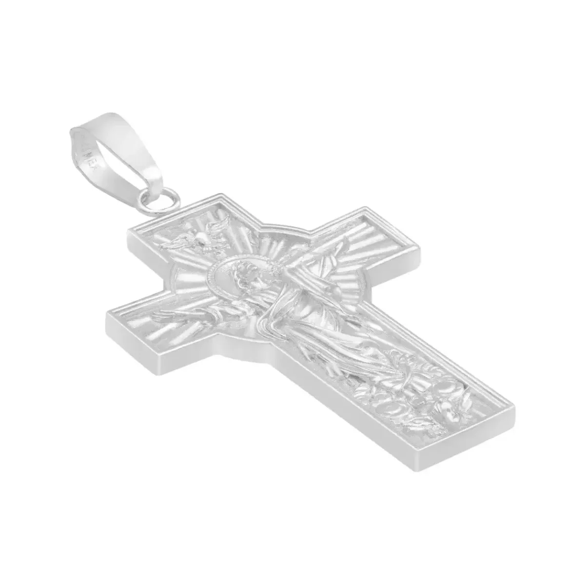 Dije Cruz Cristo Espíritu Santo Plata Ley .925 Ancha Religiosa - Imagen 3
